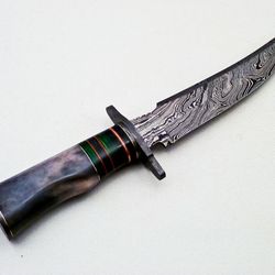 Custom Handmade Damascus Steel Hunting Bowie Knife Fixed Blade Knife