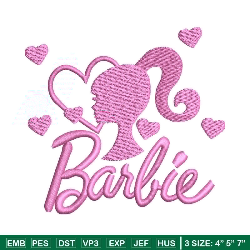 Barbie pink embroidery design, Barbie embroidery, Embroidery file, Embroidery shirt, Emb design, Digital download.jpg