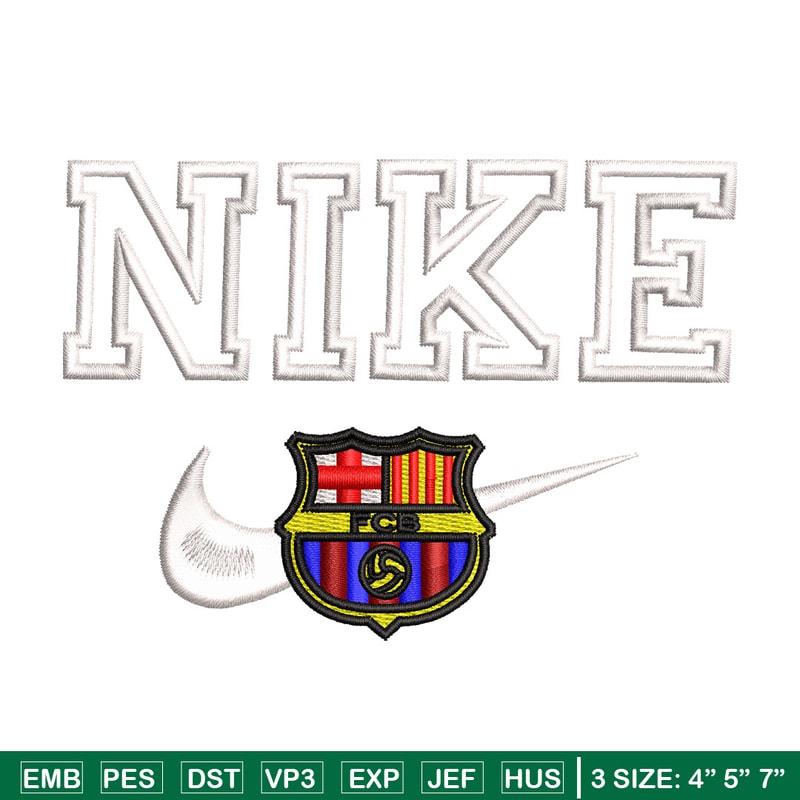 Barcelona nike embroidery design, Football embroidery, Embroidery file, Embroidery shirt, Nike design,Digital download.jpg
