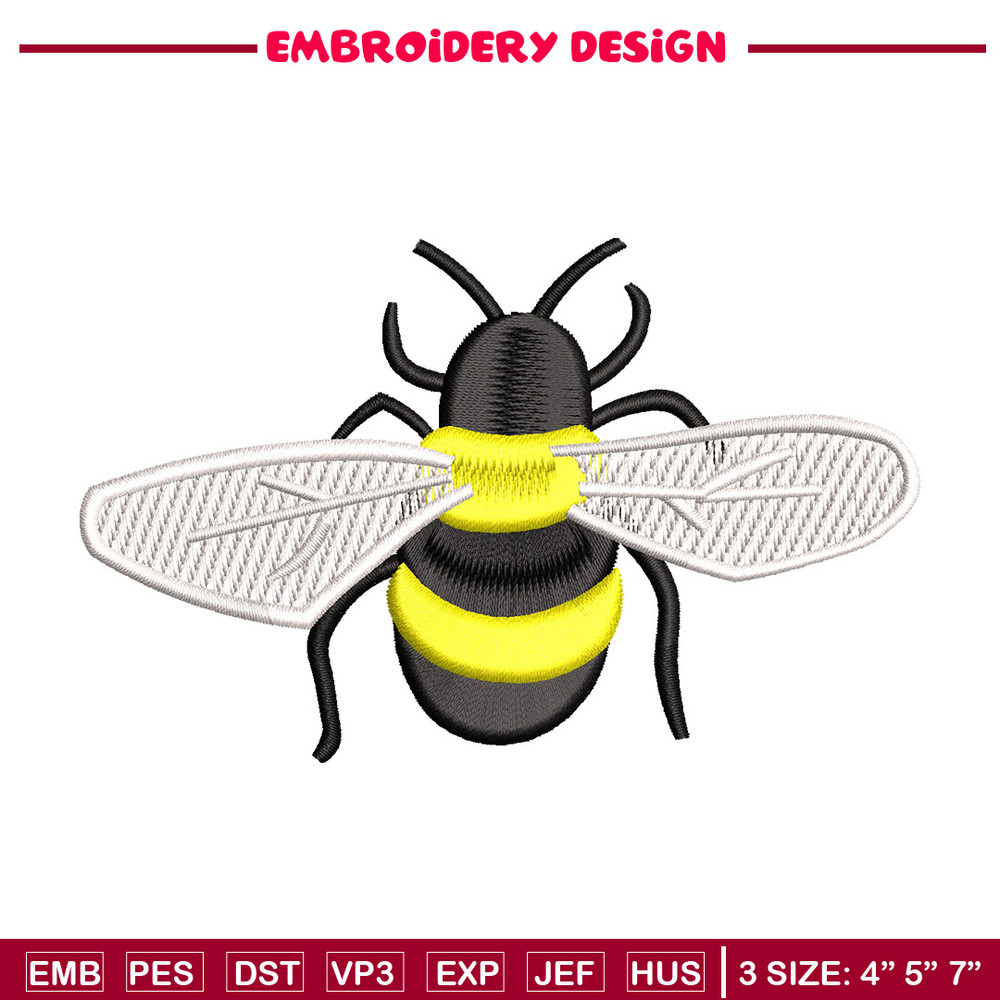 Bee yellow embroidery design, Bee embroidery, Embroidery file, Embroidery shirt, Emb design, Digital download.jpg