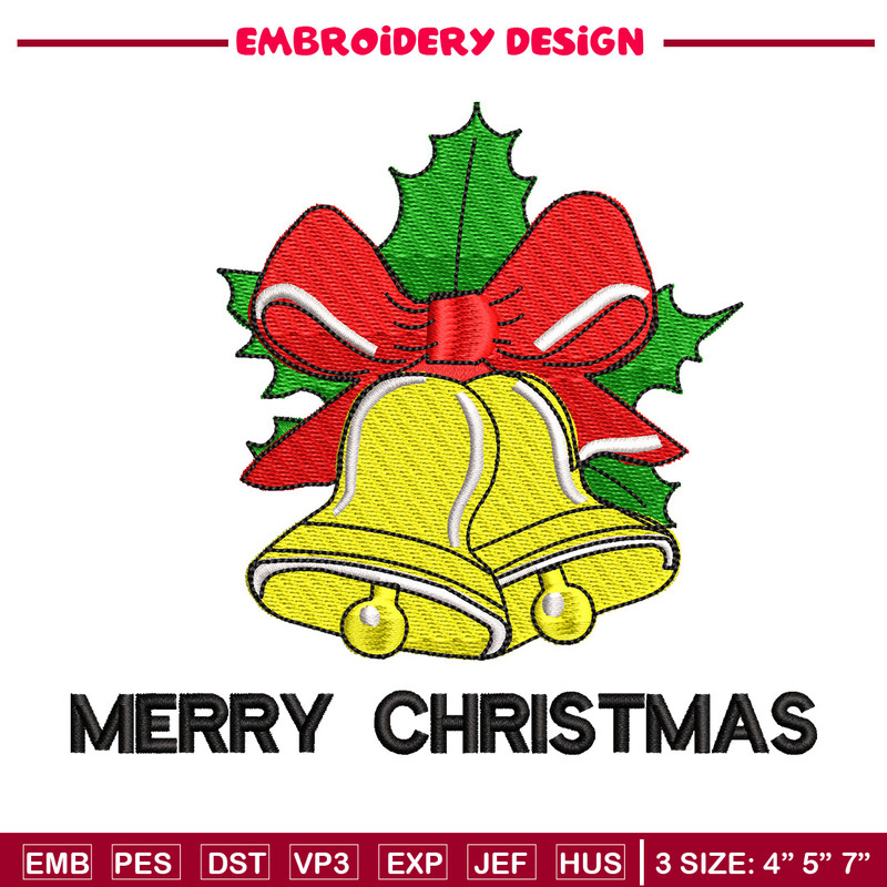 Bells chrismas embroidery design, Chrismas embroidery, Emb design, Embroidery shirt, Embroidery file, Digital download.jpg
