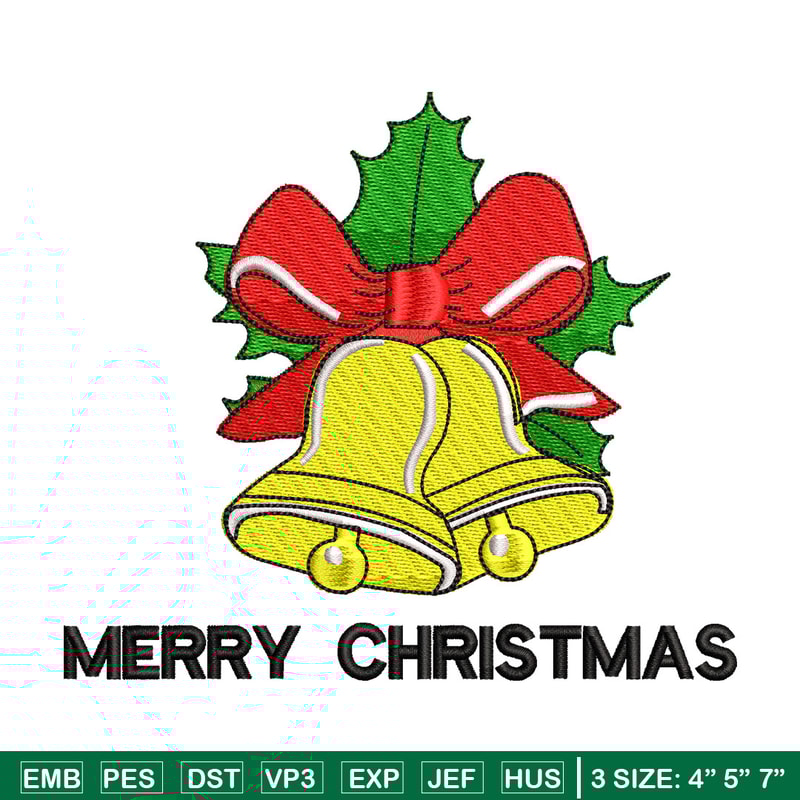 Bells chrismas embroidery design, Chrismas embroidery, Emb design, Embroidery shirt, Embroidery file, Digital download.jpg