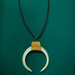 Necklace Large natural boar tusks. Fangs from the lower jaw, large