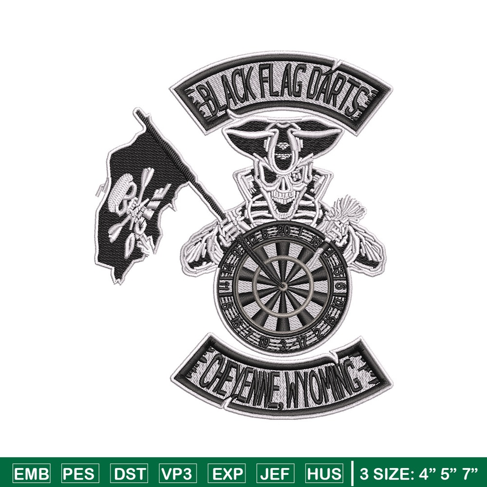 Black Dart Flag embroidery design, Priate embroidery, Embroidery file, Embroidery shirt, Emb design, Digital download.jpg