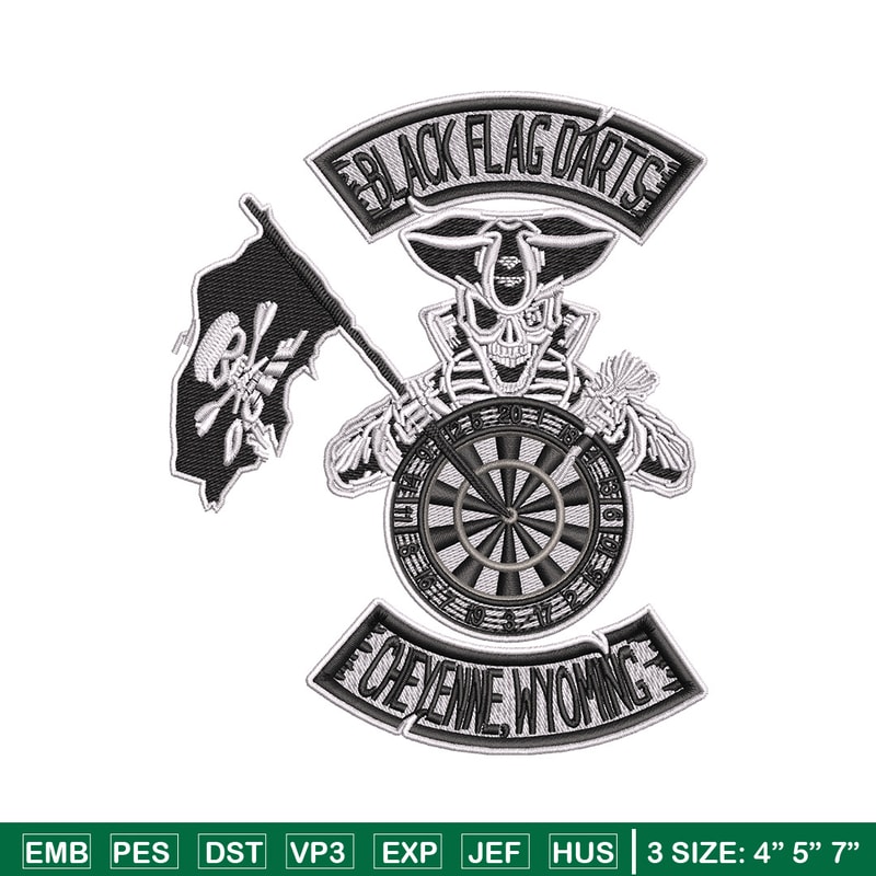 Black Dart Flag embroidery design, Priate embroidery, Embroidery file, Embroidery shirt, Emb design, Digital download.jpg