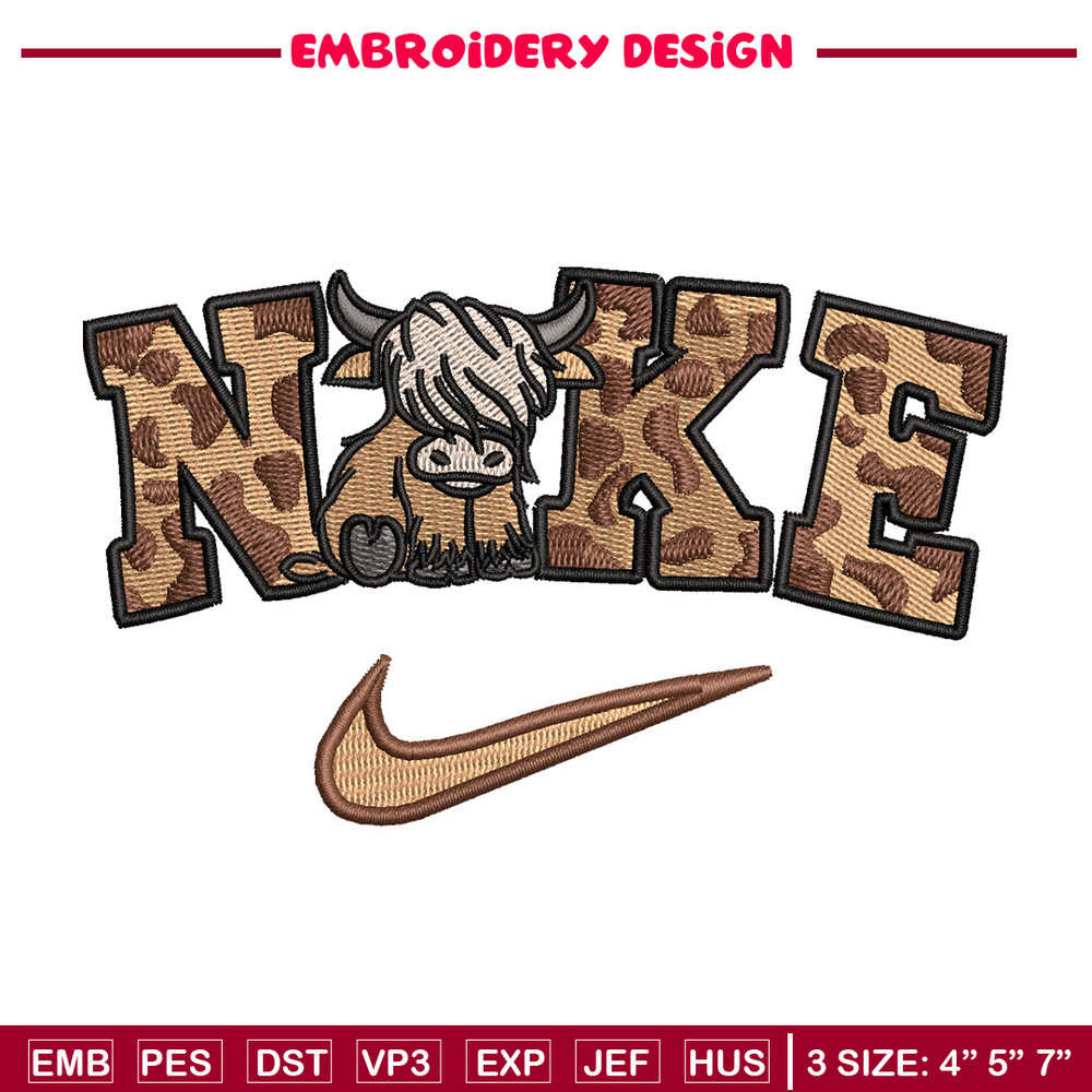 Brown cow x nike embroidery design, Nike embroidery, Embroidery file, Embroidery shirt, Nike design, Digital download.jpg