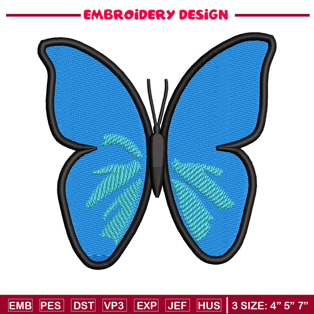 Butterfly blue embroidery design, Butterfly embroidery, Embroidery file, Embroidery shirt, Emb design, Digital download.jpg