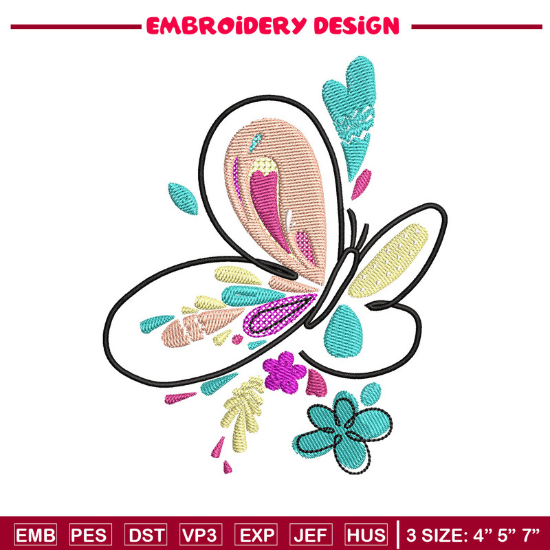 Butterfly color embroidery design, Butterfly embroidery, Embroidery file, Embroidery shirt, Emb design, Digital download.jpg