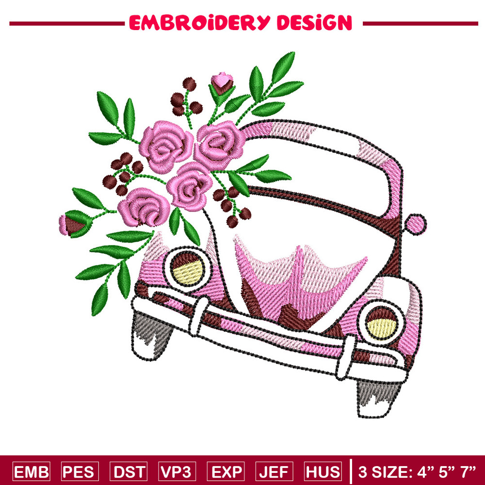 Car flower embroidery design, Car embroidery, Embroidery file, Embroidery shirt, Emb design, Digital download.jpg