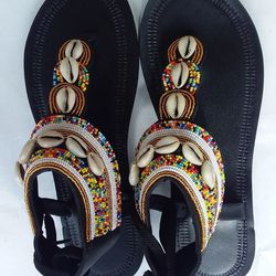 Beaded Gladiator  sandals Beach Sandals Market shoes Christmas gift Ladies Open shoes Hand made leather san