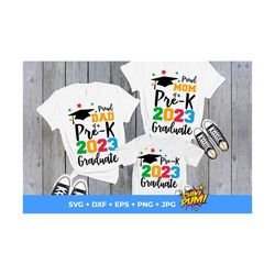 pre-k graduation 2023 family bundle svg, pre-k grad 2023 svg, proud mom, proud dad, pre-k graduation 2023