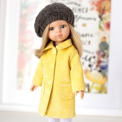 Doll outerwear yellow coat for Paola Reina doll, Siblies Ruby Red doll, 13 inches doll walking clothes, fall doll outfit