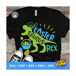 easter dinosaur svg, t-rex bunny svg, happy easter cut files, funny easter saurus, baby, kids shirt design, silhouette,
