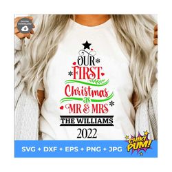 our first christmas svg, christmas 2022 svg, first christmas svg, engagement ornament svg, married ornament svg, cricut