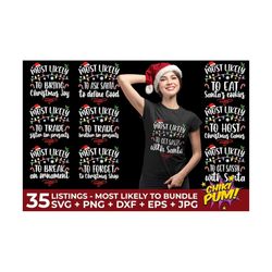 most likely to christmas bundle svg, most likely svg, family matching christmas black shirt designs, png, dxf, eps, jpg,