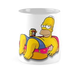homer drink duff on donut the simpsons comedy tv show - novelty cute funny anniversary birthday present, 11 - 15 oz whit