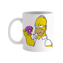 homer eating donut tasty the simpsons comedy tv show - novelty cute funny anniversary birthday present, 11 - 15 oz white