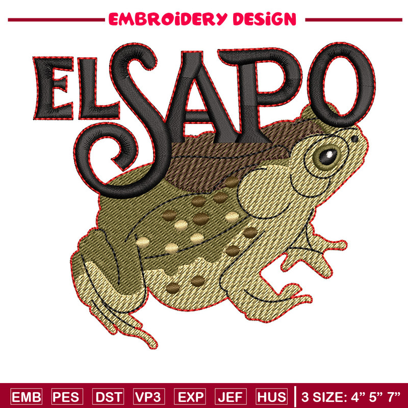 El sapo embroidery design, Logo embroidery, Embroidery file,Embroidery shirt, Emb design, Digital download.jpg
