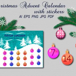 Christmas Advent Calendar with stickers