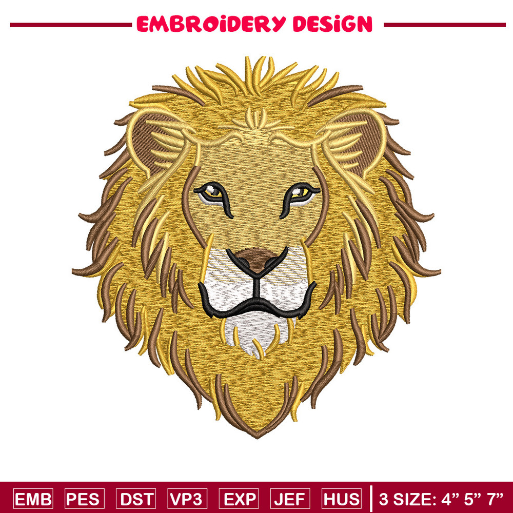 Goden lion embroidery design, Lion embroidery, Embroidery file, Embroidery shirt, Emb design, Digital download.jpg