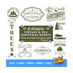 farmhouse christmas rustic sign bundle svg cut files, farm fresh svg, vintage christmas svg cricut silhouette farmhouse