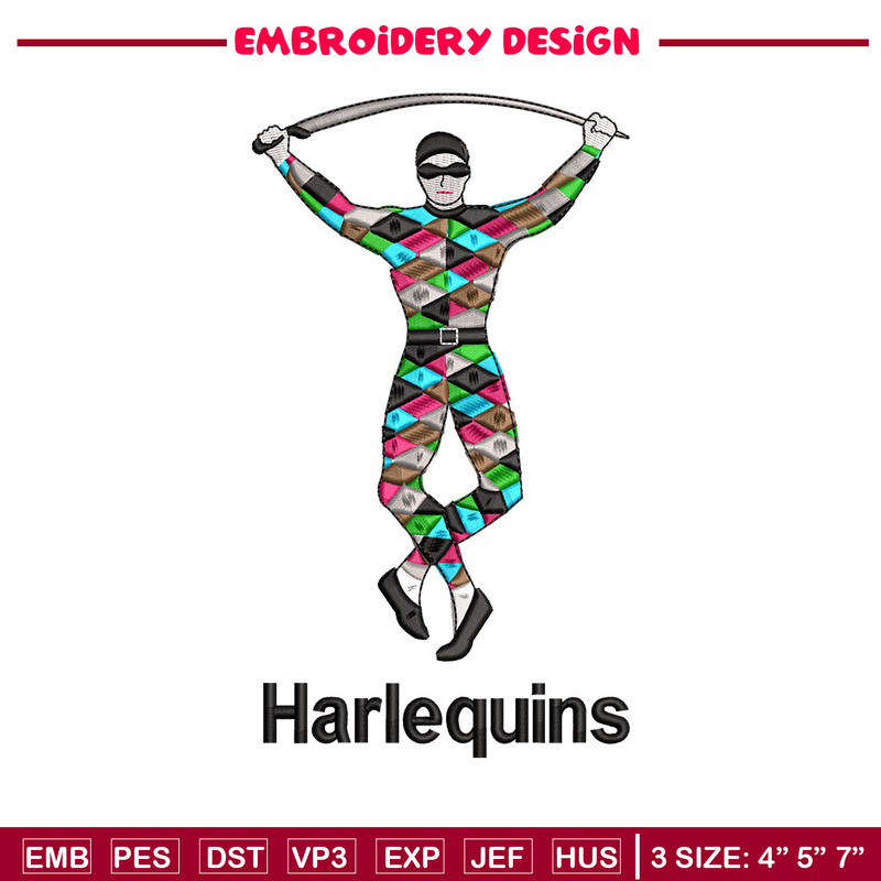 Harlequins embroidery design, Harlequins embroidery, Embroidery file, Embroidery shirt, Emb design, Digital download.jpg