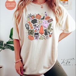 halloween doodles shirt, halloween comfort colors shirt, spooky season, spooky doodles shirt, comfort colors boo shirt