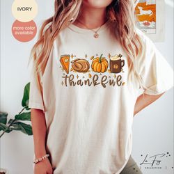 thankful t-shirt, thanksgiving shirt, fall shirt for women, thanksgiving gifts, pumpkin shirt, comfort colors thanksgivi