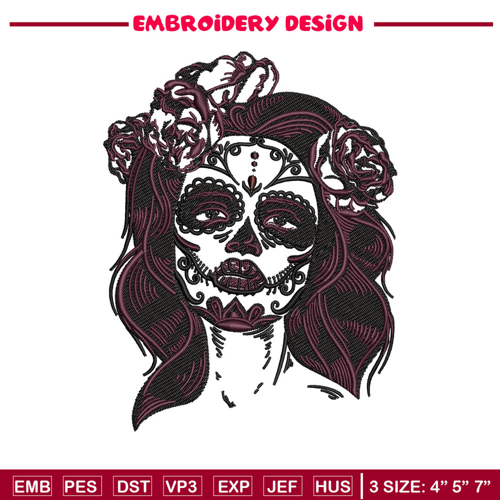 Horror girl embroidery design, Horror embroidery, Embroidery file, Embroidery shirt, Emb design, Digital download.jpg