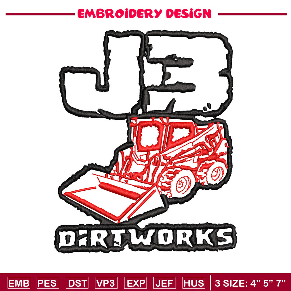 J3 dirtworks embroidery design, Logo embroidery, Embroidery file, Embroidery shirt, Emb design, Digital download.jpg