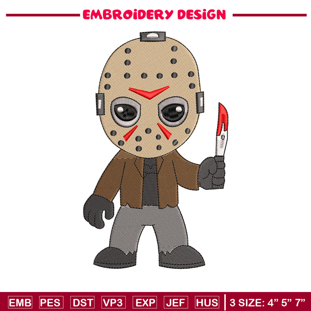Jason Voorhees embroidery design, Horror embroidery, Embroidery file, Embroidery shirt, Emb design, Digital download.jpg