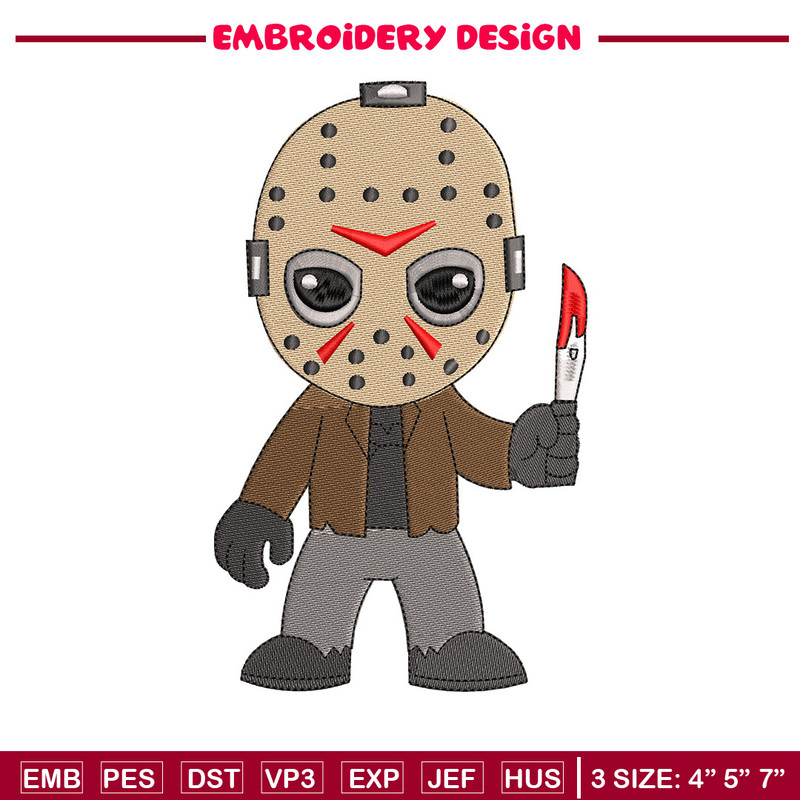 Jason Voorhees embroidery design, Horror embroidery, Embroidery file, Embroidery shirt, Emb design, Digital download.jpg