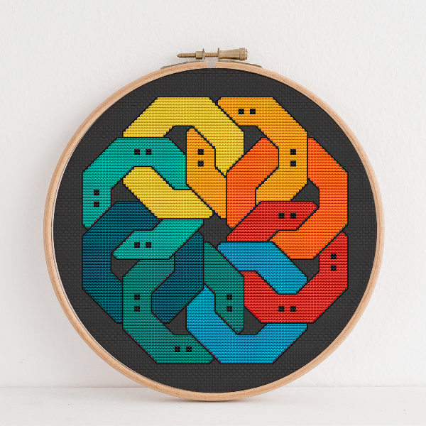 geometric cross stitch pattern sampler