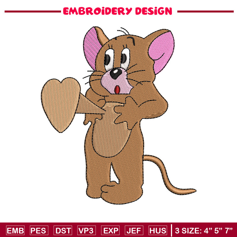 Jerry heart embroidery design, Cartoon embroidery, Embroidery file, Embroidery shirt, Emb design, Digital download.jpg