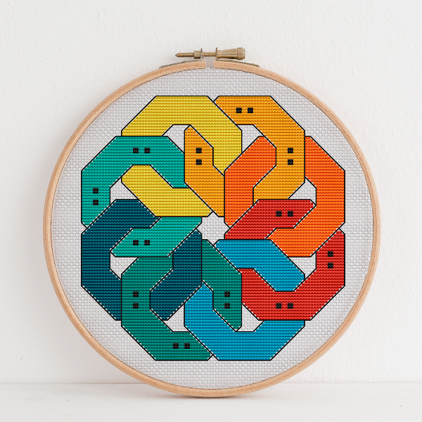 modern geometric cross stitch pattern rings