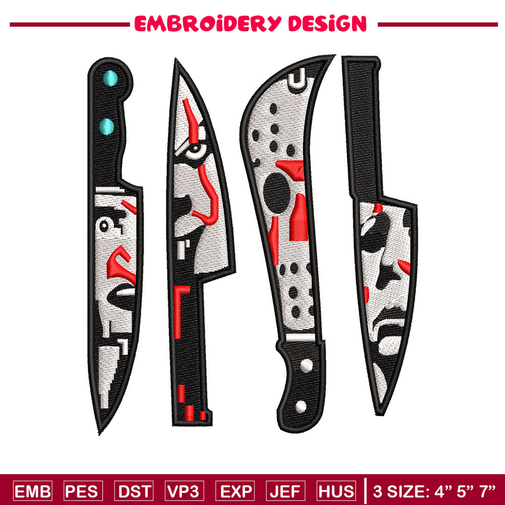 Knifes horror embroidery design, Horror embroidery, Embroidery file,Embroidery shirt, Emb design, Digital download.jpg