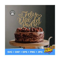 feliz da del padre svg cake topper, spanish card template, svg files for cricut, digital download, silhouette, glowforge