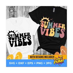 summer vibes svg, summer shirt png, retro svg, hippie svg, wavy text svg, cricut & silhouette cut files