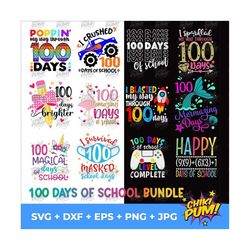 100 days of school bundle, 100 days of school svg, 100th day of school, unicorn, 100 days masked svg