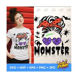 momster svg, momster messy bun svg, halloween mom svg, momster sublimation, dxf jpg png eps svg, momster cut files