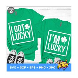 i got lucky i'm lucky lucky svg, st patricks matching couples, st. patrick's day couple svg