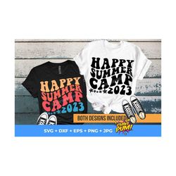 happy summer camp 2023 svg, summer camp retro svg for t-shirt, wavy, summer camp png, summer camp cut files