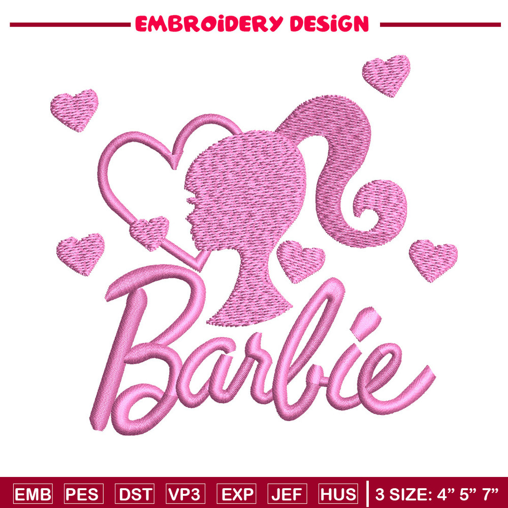 Barbie pink embroidery design, Barbie embroidery, Embroidery file, Embroidery shirt, Emb design, Digital download.jpg