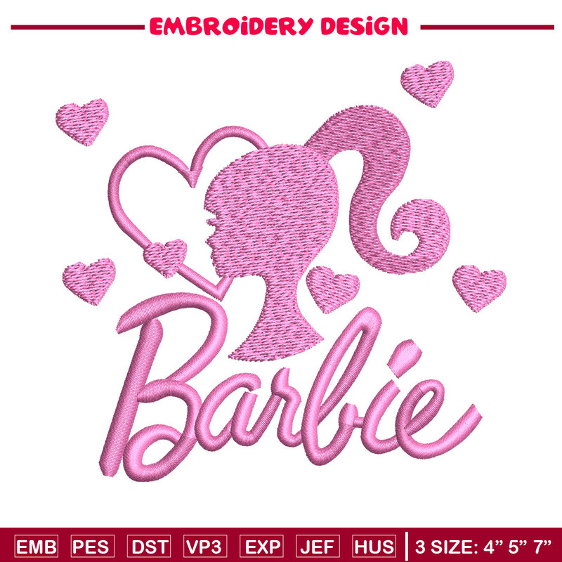 Barbie pink embroidery design, Barbie embroidery, Embroidery file, Embroidery shirt, Emb design, Digital download.jpg
