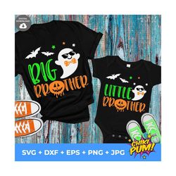 big brother svg, little brother svg, halloween svg, boys halloween cut files, ghost svg, kids costume, halloween sibling