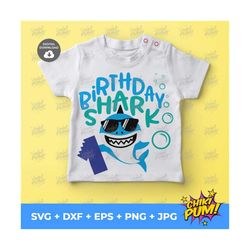 birthday shark one svg, boy birthday shark svg, kids cut files, first birthday clipart, 1st birthday shirt