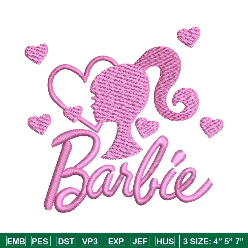 Barbie pink embroidery design, Barbie embroidery, Embroidery file, Embroidery shirt, Emb design, Digital download.jpg