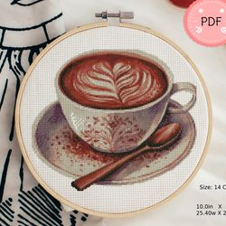 Coffee Cross Stitch Pattern ,Coffee Latte,Instant Download ,X Stitch Chart,Coffee Beans,Cup,Kitchen,Hot Drinks