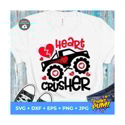 heart crusher svg, valentines day svg, valentine monster truck svg