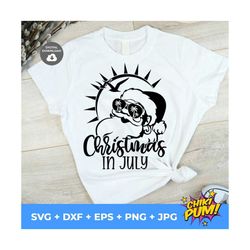 christmas in july svg, santa with sunglasses svg, funny summer svg, beach vacation svg, svg cutting file, dxf, png, inst